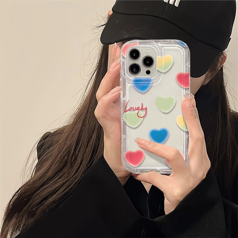 IPHONE Love Soft Phone Case Kompatibel Untuk Iphone14 13 11 12 Pro XS Max X XR 7+ 8plus Casing Transparan TPU Silikon Shockproof Cover