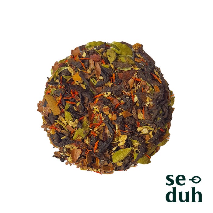 

PU ERH CHOCO CHAI Tea Blend - Puerh with Cacao Husk, Ginger and spices - 500 gram