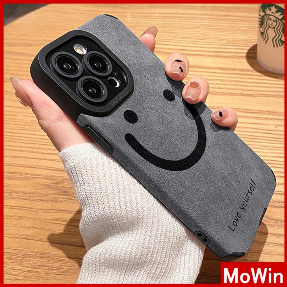Untuk iPhone 14pro max iPhone Case Murid Patch Suede Shockproof Kamera Cover Perlindungan Ikon Smiley Sederhana Kompatibel Dengan iPhone 13 Pro max 12 Pro max 11 xr xs max 7Plus 8Plus