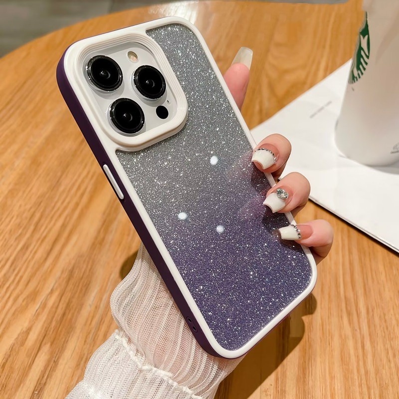 IPHONE Casing glitter Gradasi Mewah Kompatibel Untuk Iphone14 13 12 11 Pro MAX IX XR XS Max7 8 Plus Case Shockproof Bumper Armor Akrilik Hard Cover