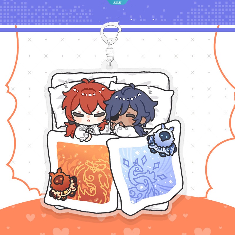 Genshin Impact Tighnari Kaveh Mona Keqing Liontin Cover Quilt Keychain Anime Lucu Sekunder Peripheral Hadiah Kecil [ZK]