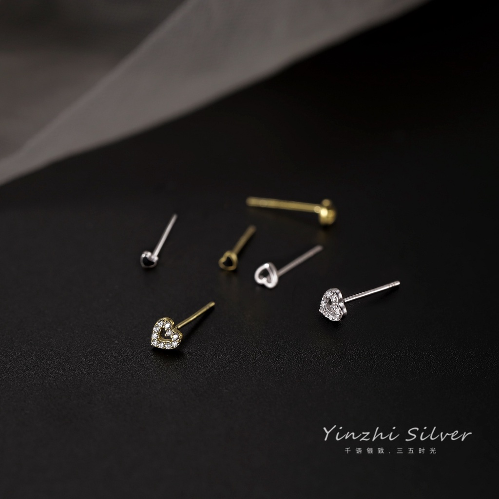 Ifyou 3Pcs /Set Anting Set Hati Berongga Sederhana Kristal Emas Perak Anting Untuk Aksesoris Perhiasan Wanita