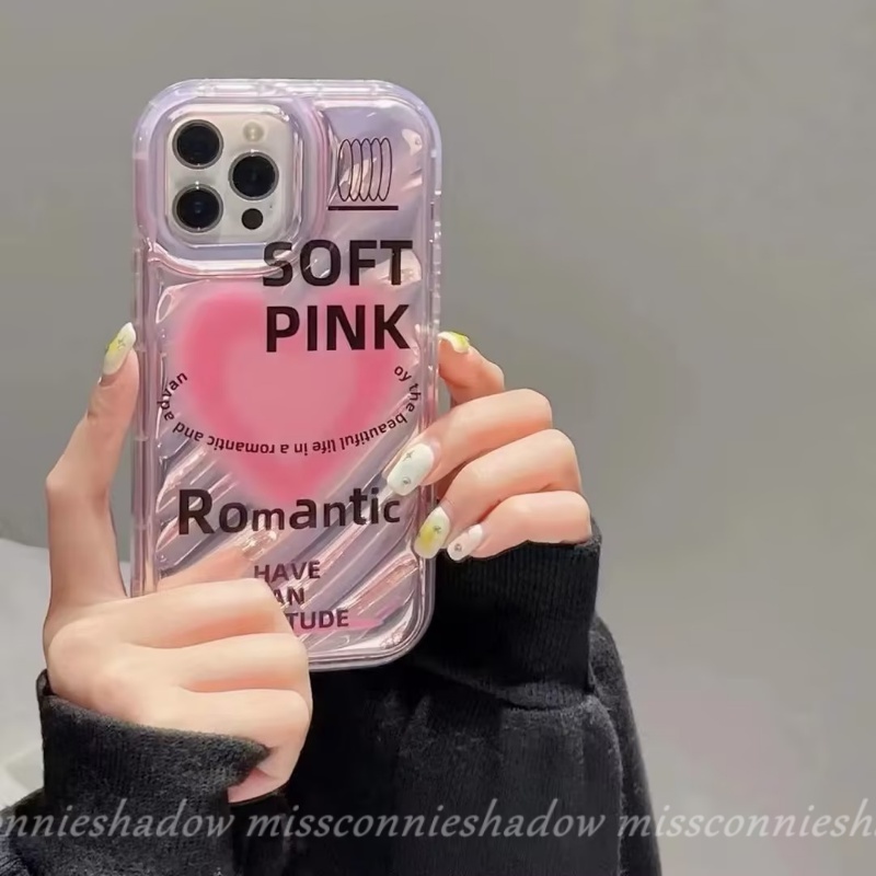 Case Kartu Laser Kreatif Kompatibel Untuk IPhone 7Plus XR 12 14 13 11 Pro MAX 6 6S 8 7 Plus X XS MAX 8Plus SE 2020 3D Stereo Kerut Romantis Mewah Dazzle Warna Cinta Hati Case