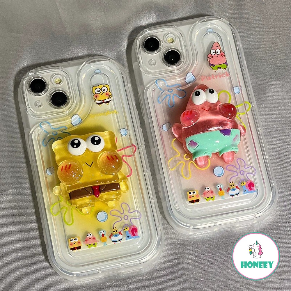 Casing Ponsel SpongeBob Kartun 3D Untuk14 13 12 11 Pro Max Case iPhone XR X XS Max7 8 14 Plus Sarung Hp Lembut Fashion