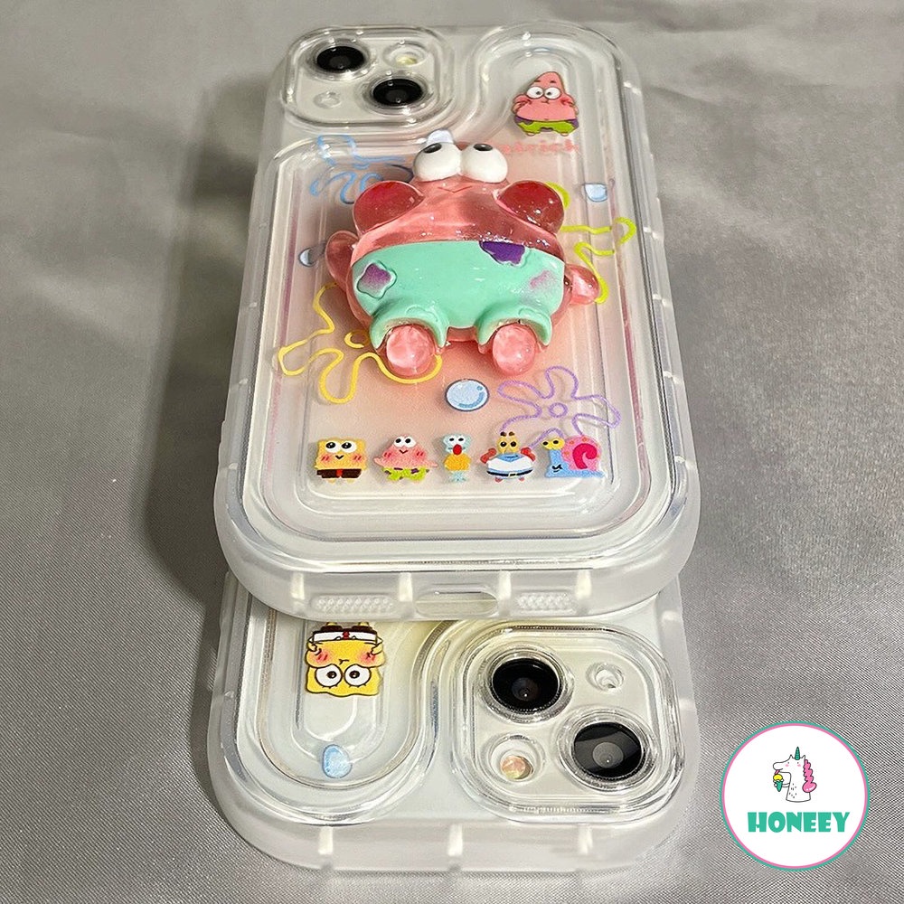 Casing Ponsel SpongeBob Kartun 3D Untuk14 13 12 11 Pro Max Case iPhone XR X XS Max7 8 14 Plus Sarung Hp Lembut Fashion