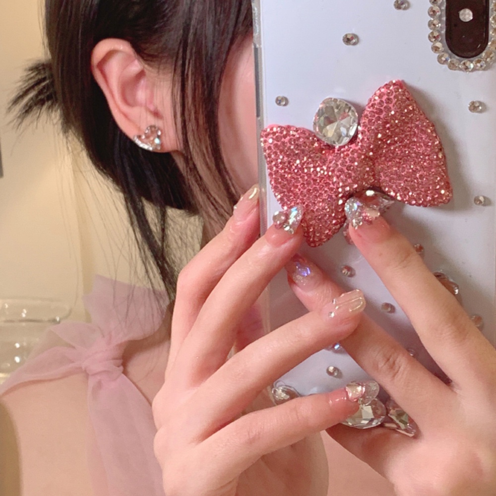 Korea Berlian Hati Bintang Anting Temperamen Wanita Gadis Mewah Studs Earring Jewelry