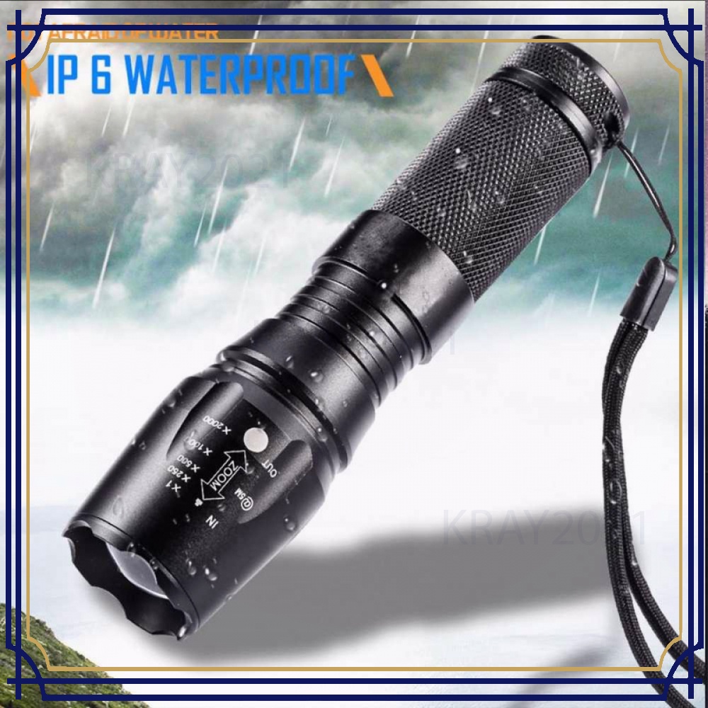 TaffLED Senter Tactical XML-T6 3000 Lm+Baterai+Charger+Box-E97