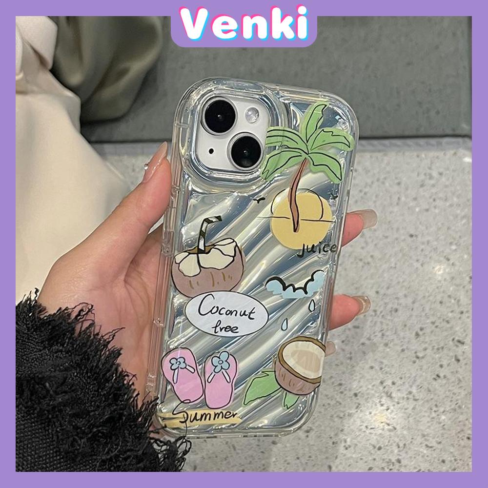 VENKI - Untuk iPhone 11 iPhone Case Laser Reflektif Bening Phone Case TPU Soft Shockproof Airbag Ponsel Pantai Romantis Kompatibel dengan iPhone 14 13 Pro max 12 Pro Max XR 7Plus 8Plus