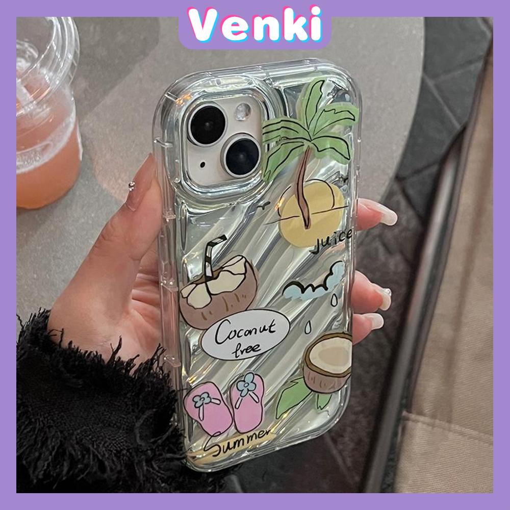 VENKI - Untuk iPhone 11 iPhone Case Laser Reflektif Bening Phone Case TPU Soft Shockproof Airbag Ponsel Pantai Romantis Kompatibel dengan iPhone 14 13 Pro max 12 Pro Max XR 7Plus 8Plus