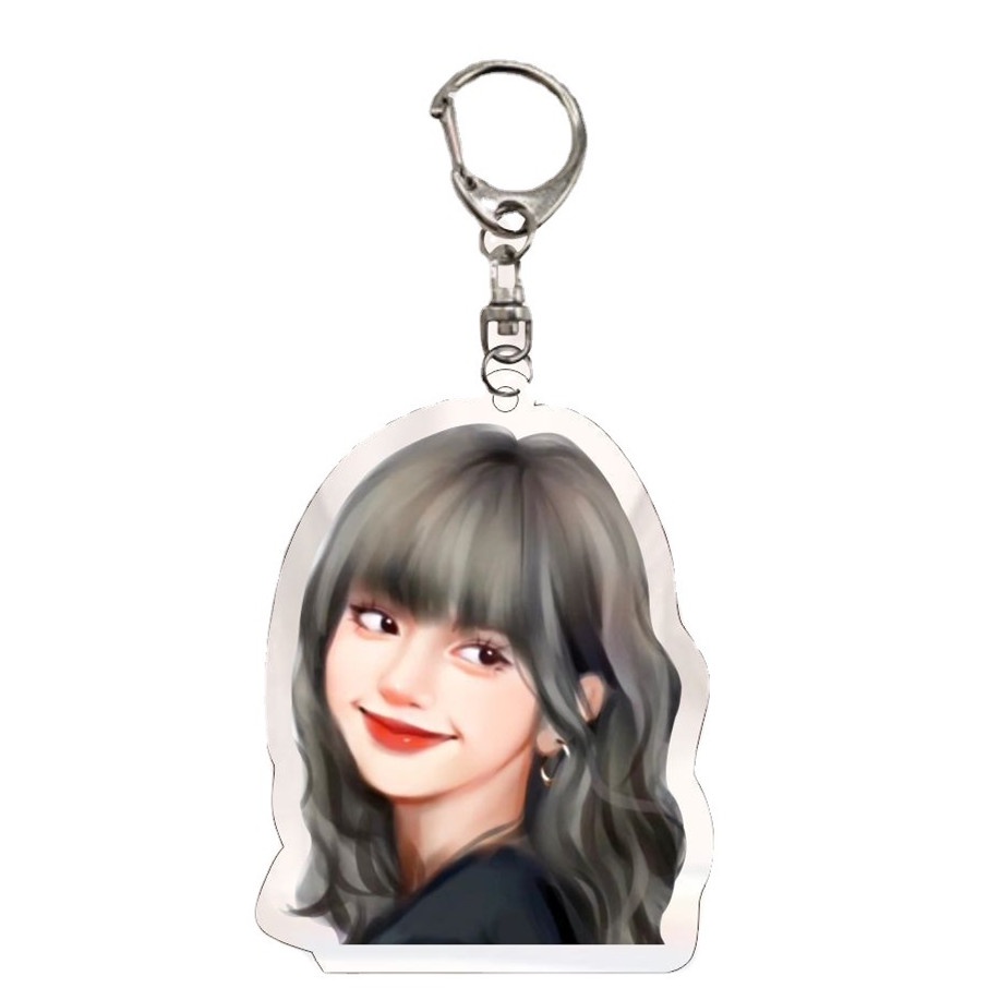 1pc Gantungan Kunci Akrilik LISA Black-Pink Hitam Pink Lalisa Manoban Key Ring Gantung