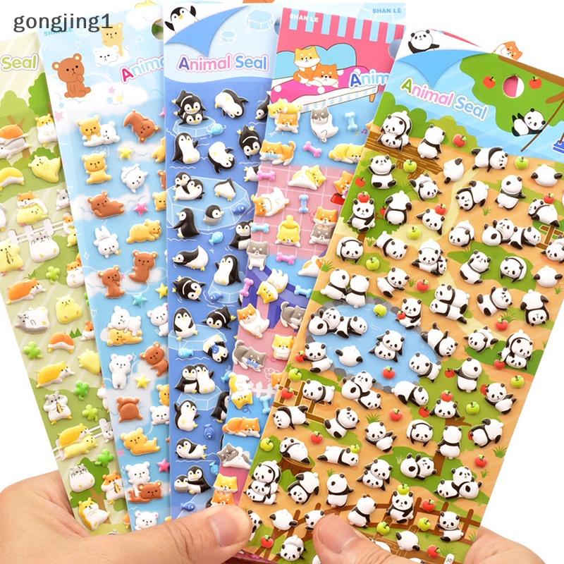 Ggg Pinguin Panda Stereo Bubble Sticker Diary Stiker Dekorasi Alat Tulis Stiker ID