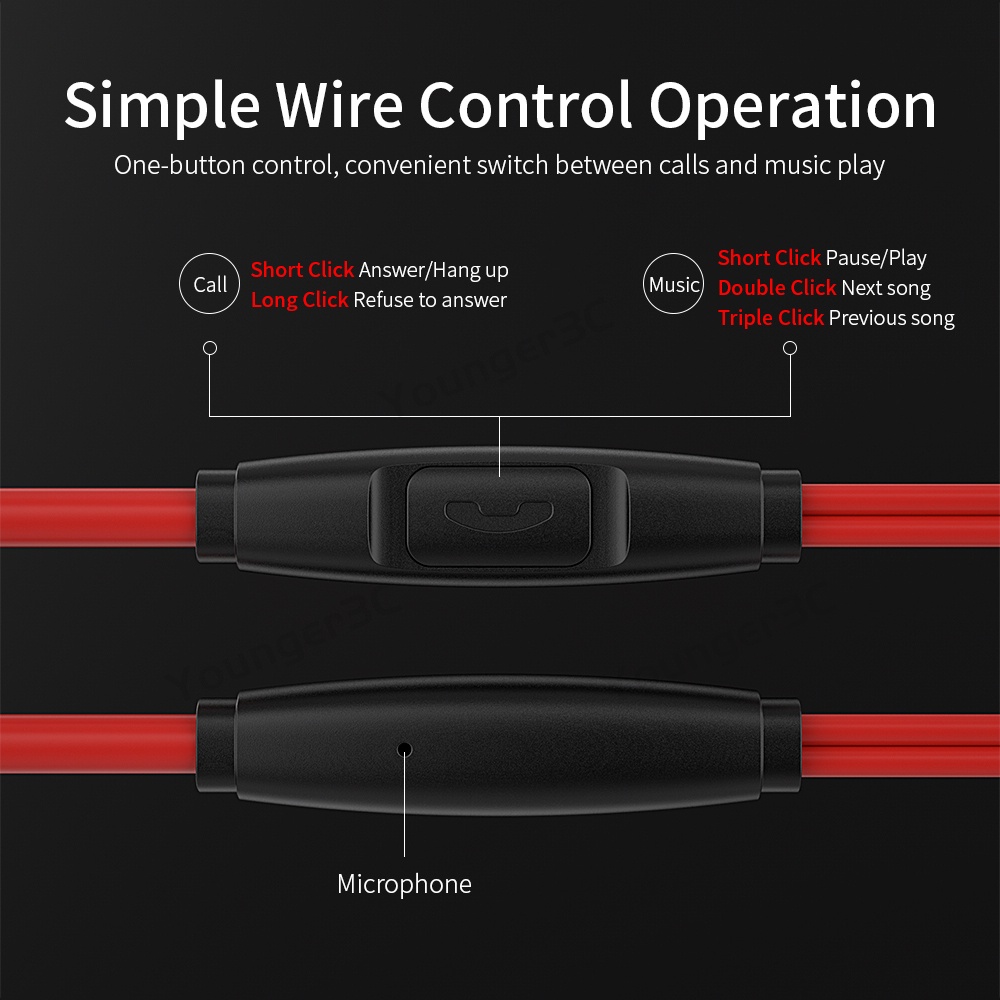 Metal 3.5MM Sleep Earphone In Ear HiFi Suara Bass Subwoofer Headset Kabel Kontrol Volume Earbud Bass Stereo Dengan Mikrofon