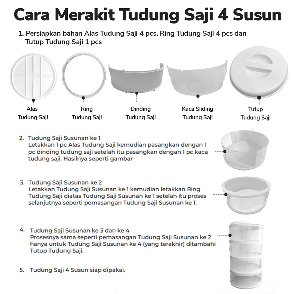 Food Storage 4 Susun / 5 Susun - Tudung Saji Susun 4 Layer COD