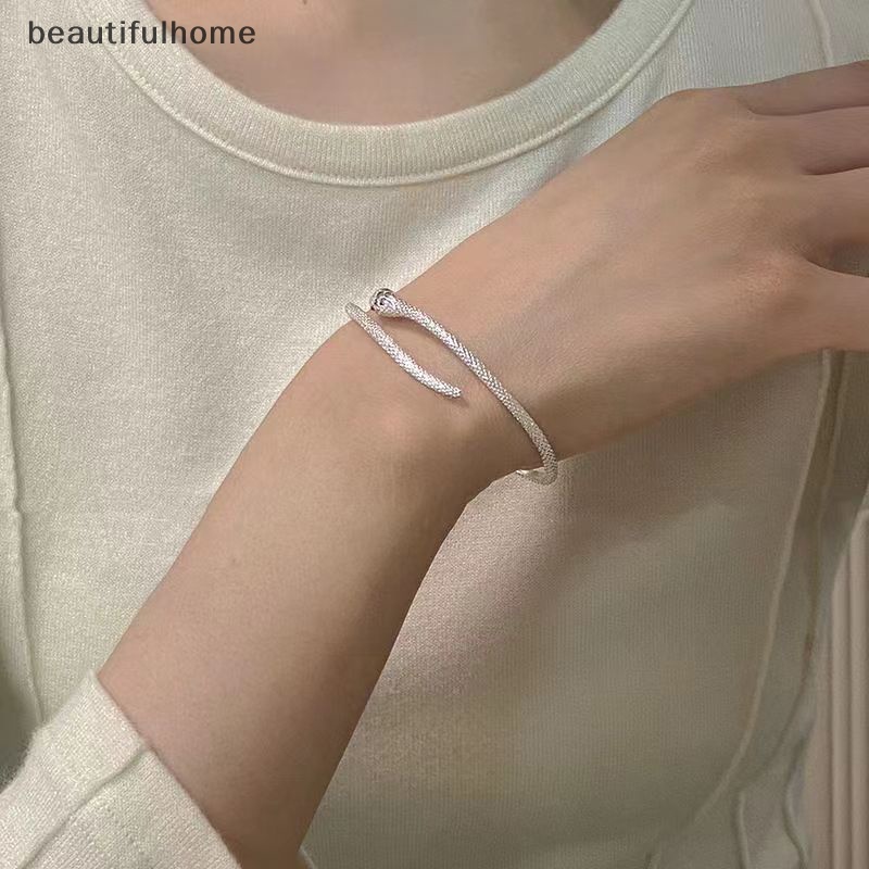 {beautifulhome} Punk Hewan Kecil Perak Ular Gelang Serbaguna Desain Sederhana Adjustable Bangles Hip Hop Untuk Wanita Tekstur Tinggi Gelang Perhiasan Fashion Hadiah.