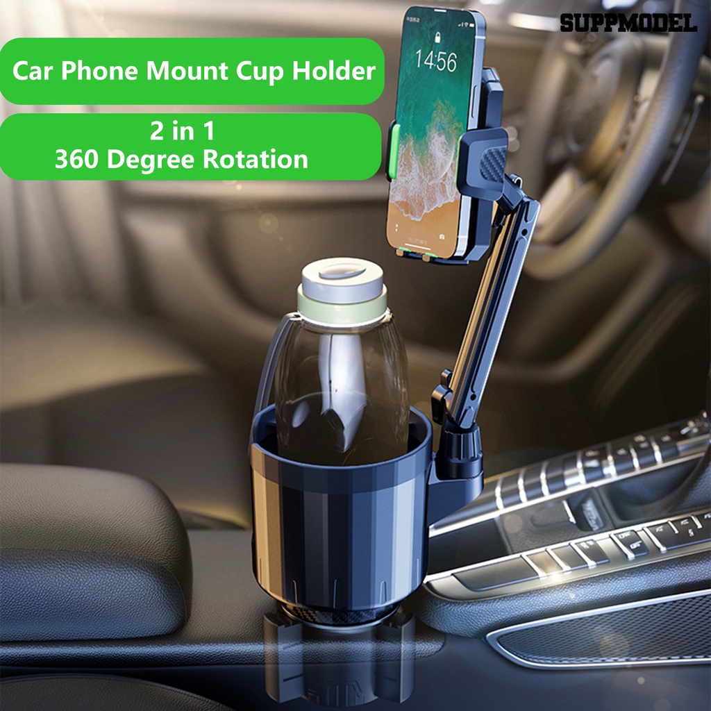 [SM] Dudukan Ponsel Mobil Cup Holder 2in1 Multi-Fungsional Adjustable Base Long Neck Rotasi 360derajat Hands-Free Universal Auto Mobile Phone Cradle Cup Holder Aksesoris Mobil