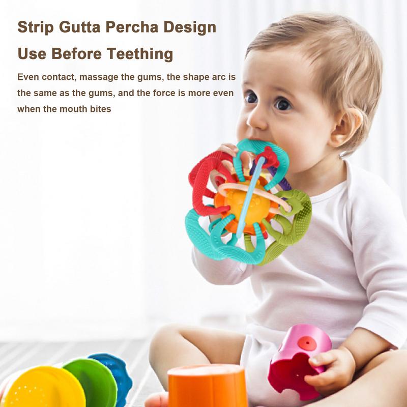 New Baby Hand Grasping Ball Baby Ringing Bell Gum Mainan Bisa Gigit Bayi Silicone Grip Training Toy