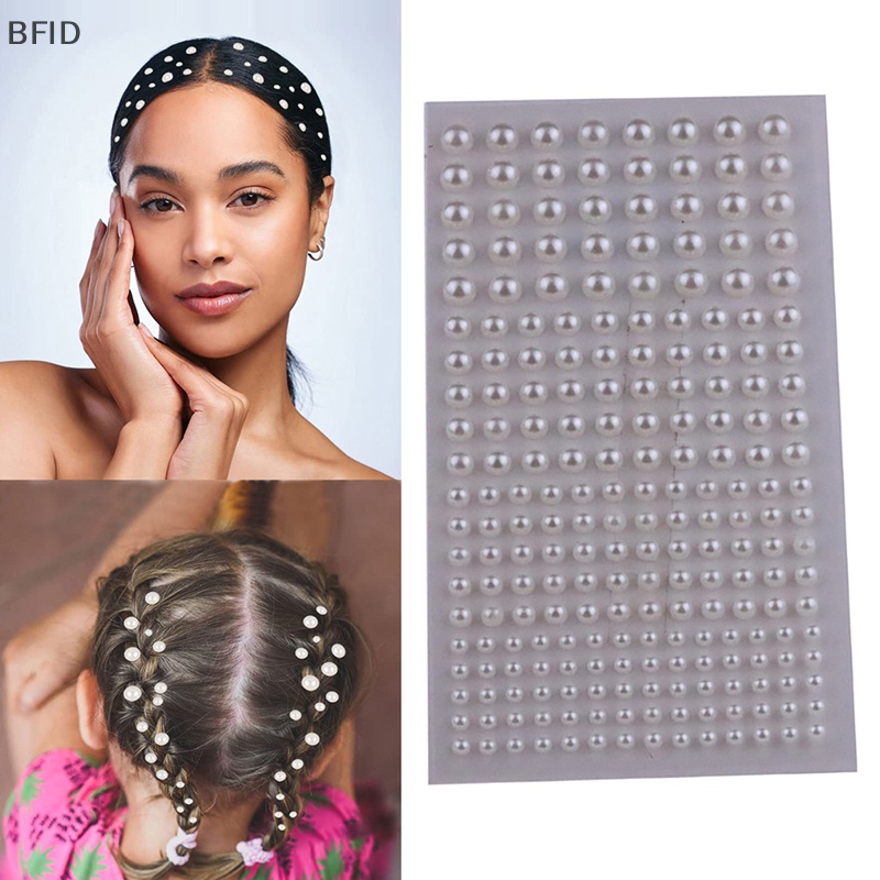 [BFID] 220pcs Mix 3mm /4mm/5mm/6mm Rambut Mutiara Stick On Self Adhesive Pearls Stickers Face Pearls Stiker Untuk Rambut Wajah Makeup Kuku DIY Kerajinan Tangan [ID]