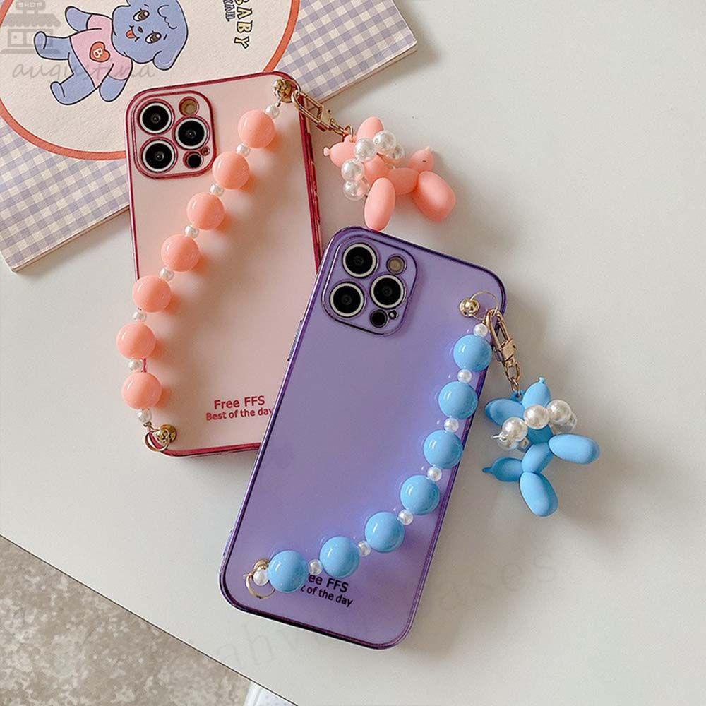 Agustinina Phone Case Drop Rantai Gantung Anti Hilang Hadiah Untuk Wanita Aksesoris Ponsel Lanyard Ponsel Warna Permen Kabel Gantung Manik-Manik Rantai Telepon Tali Pencegah Kehilangan