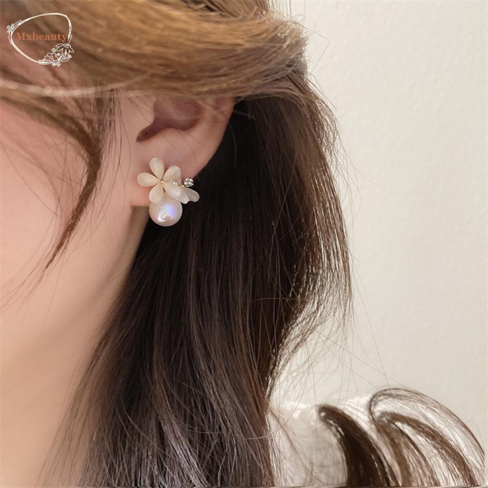 Mxbeauty Anting Wanita Fashion Ceative Temperamen Mewah Elegan Cymophane Dua Cara Untuk Memakai Mata Kucing Batu Vintage Mutiara Telinga Stud