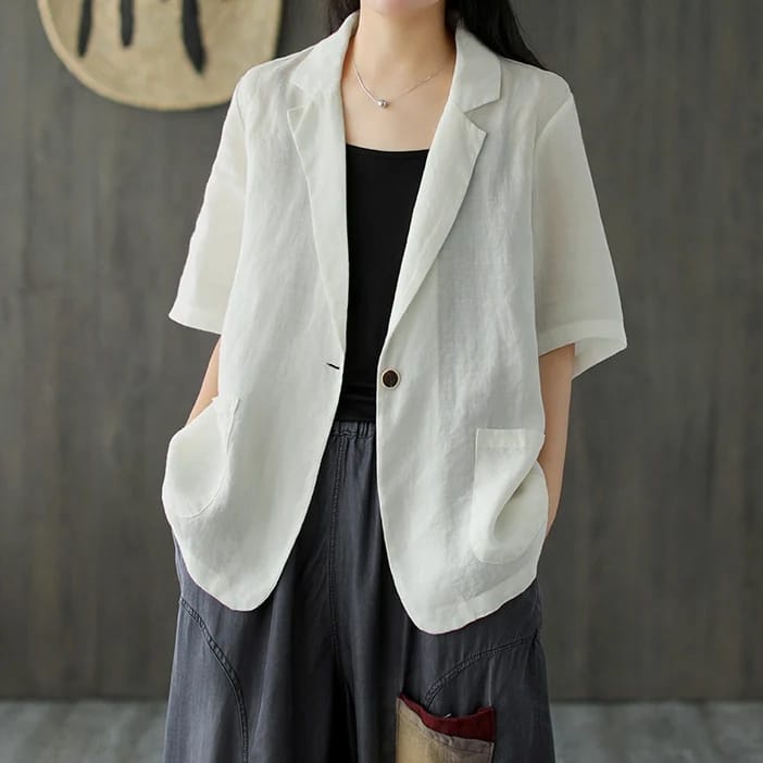 BLAZER WANITA KOREAN STYLE NARNIA BLASER LINEN OUTER JAPANESE STYLE TERBARU KEKINIAN HITS OOTD REMAJA CARDIGAN