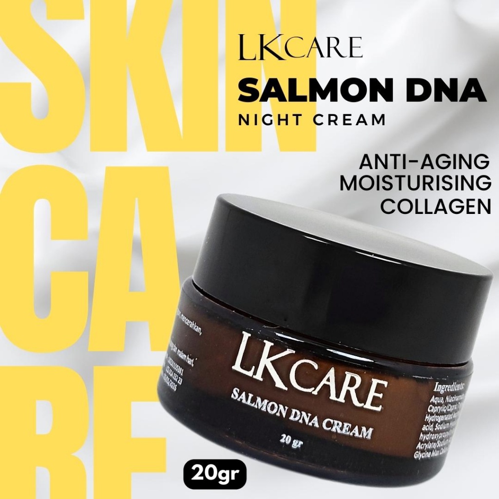 Cream Night Salmon DNA LKCare BPOM 20gr untuk Glowing, menunda penuaan dini, mengencangkan, mencerahkan, melembabkan, dan kerutan garis halus