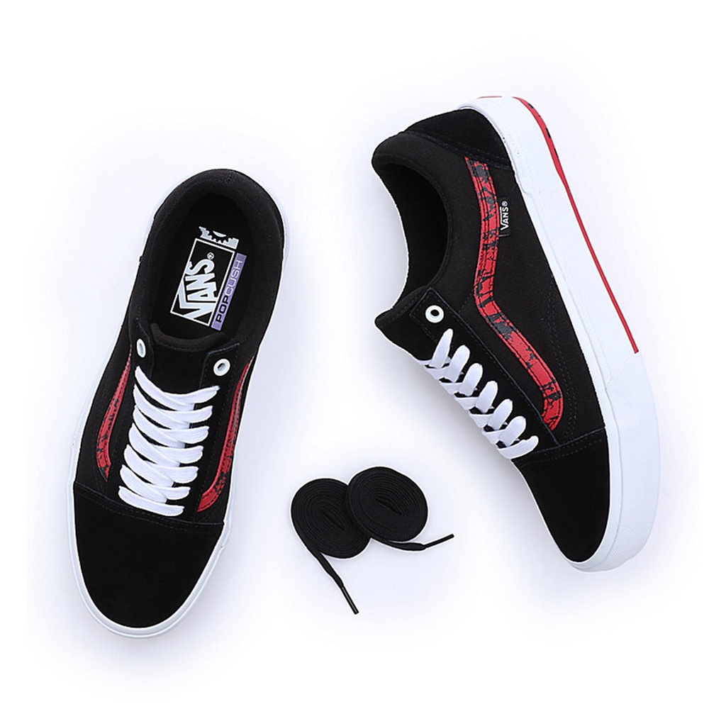 SEPATU VANS OFF THE WALL | BMX OLD SKOOL MARBLE BLACK WHITE RED