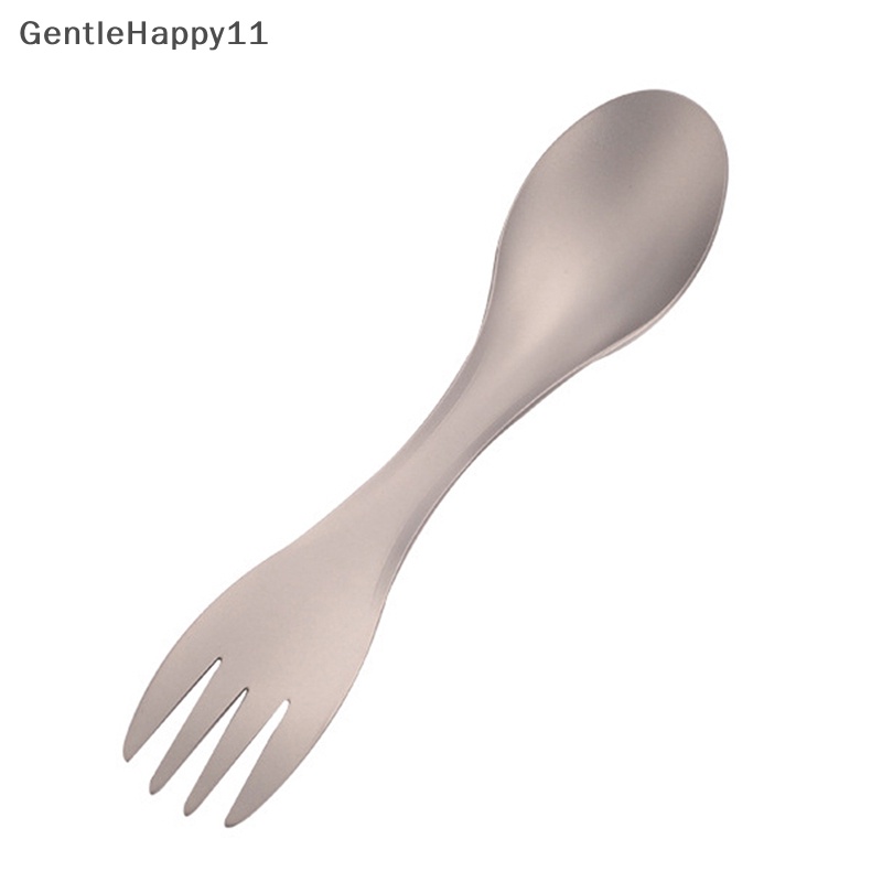 Gentlehappy Sendok Titanium Spork Outdoor Camping Piknik Dual purpose Titanium Fork Spoon Ultralight Cookware Peralatan Camping Portabel id