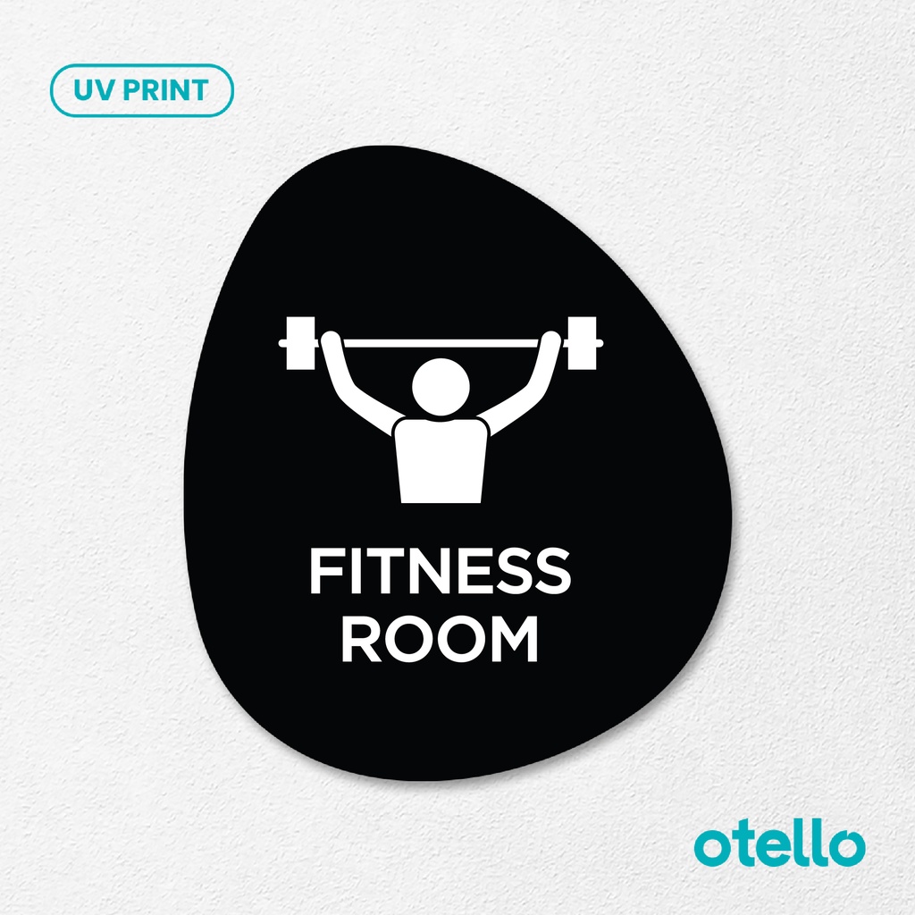 Fitness Room Signage Board Akrilik Tempel Dinding Papan Acrylic Sign Board Signage Tempel Dinding Tulisan Label Tanda Petunjuk Rambu Aklirik UV Print Nama Ruangan