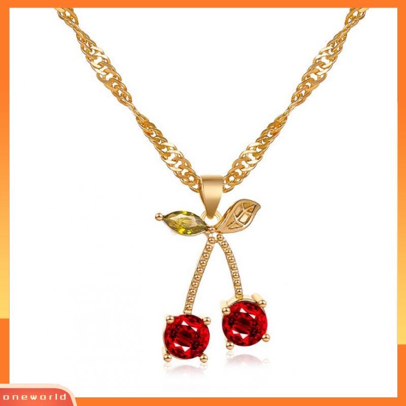 [ONR] Kalung Setelan cherry Batu Permata Lucu Wanita Model Wanita Kristal Sederhana Dan Serbaguna