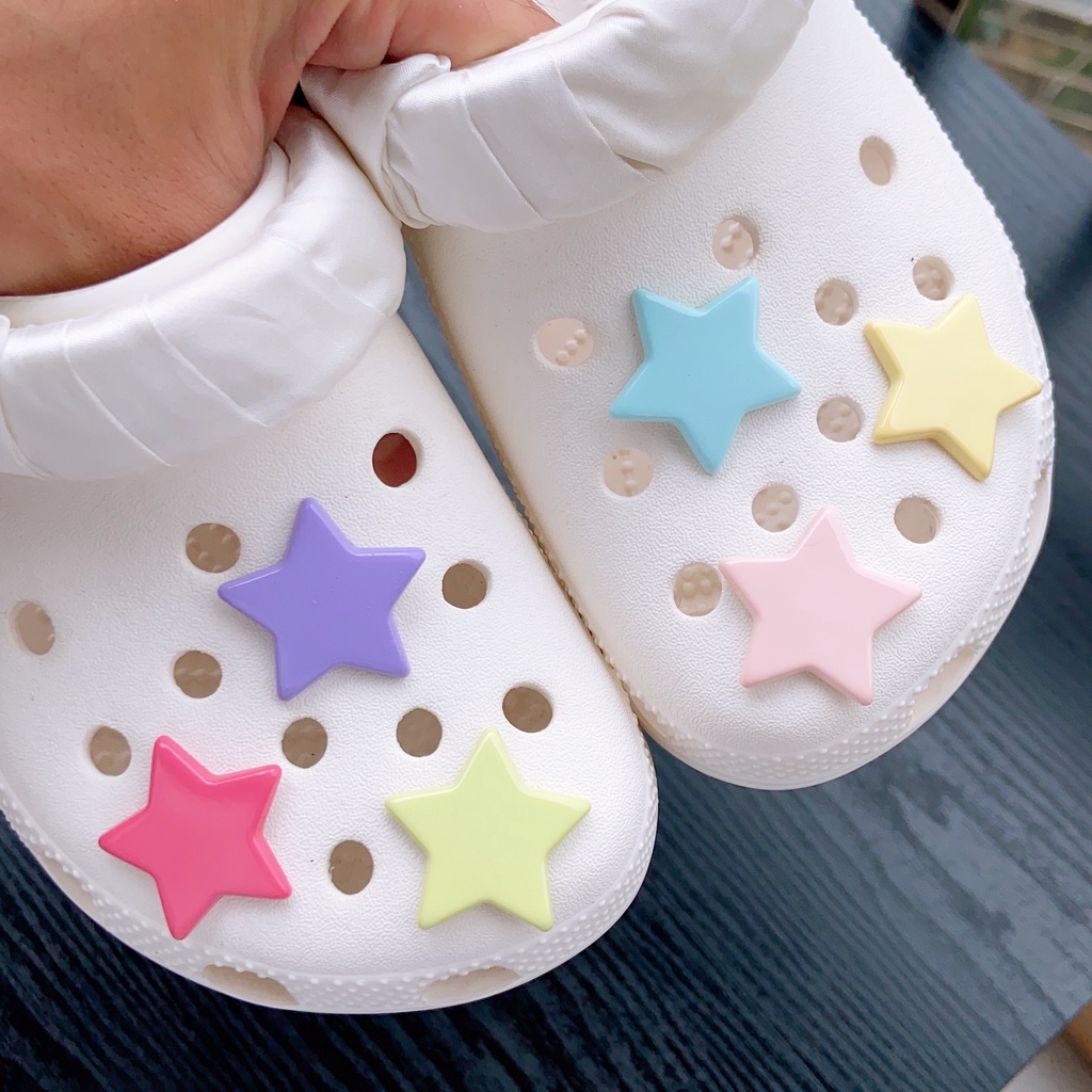 12pcs Macaron Cream Bintang Croc Jibz Charm Kancing Aksesoris Sepatu Fashion# Seri Bintang