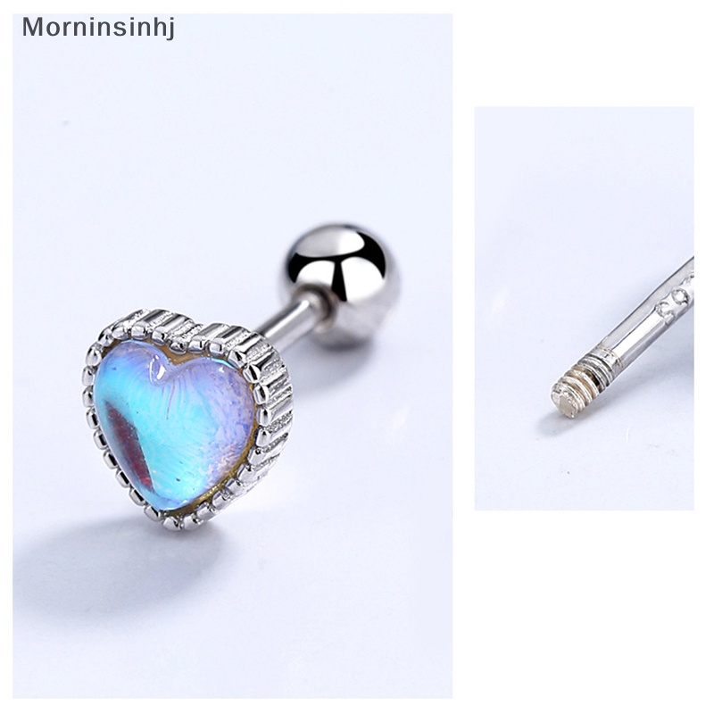 Mornin 1pasang925 Sterling Silver Fashion Romantis Warna-Warni Jantung Sekrup Stud Anting-Anting Untuk Wanita Pesta Pernikahan Perhiasan Halus Hadiah Perempuan Pendientes id