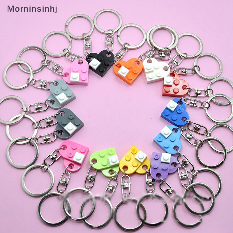 Mornin 1pasang/2pcs Love Heart Brick Keychain Wanita Pria Pasangan Persahabatan Key Ring Perhiasan Hadiah id