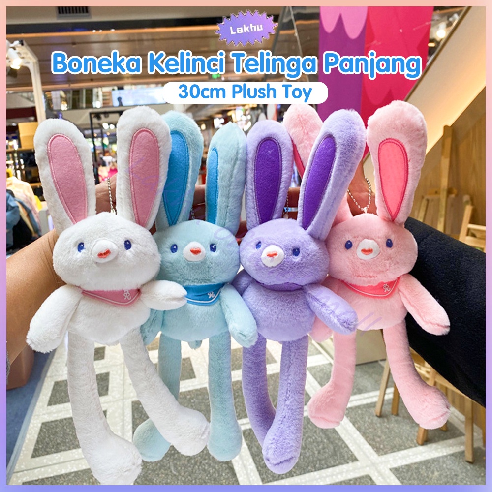 Lakhu 30cm Boneka Kelinci Telinga Panjang Tarik Plush Toy Viral Rabbit Doll Untuk Hadiah Ulang Tahun