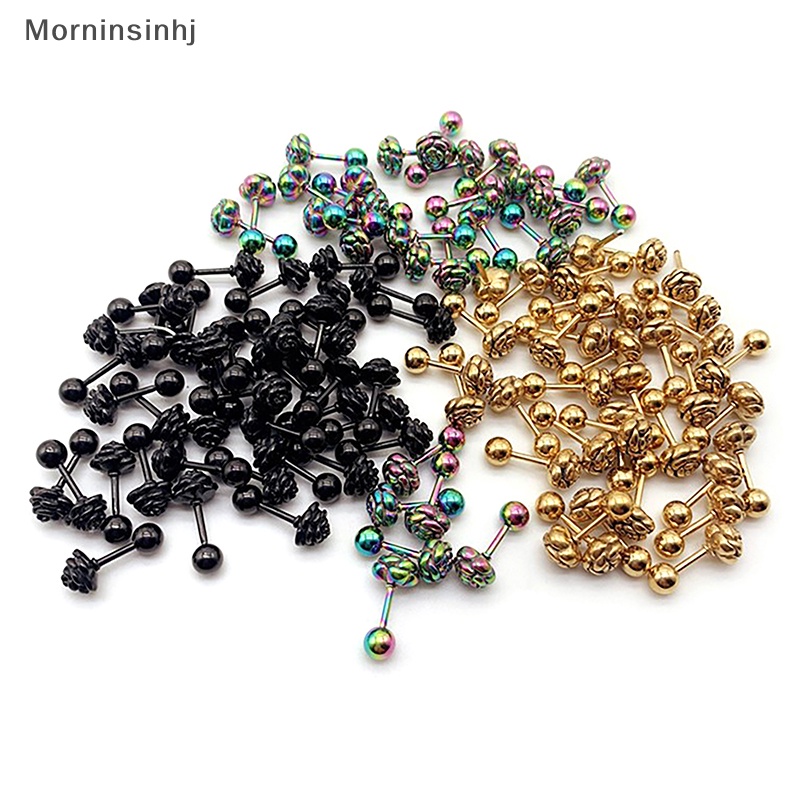 Mornin Multicolor Bunga Stainless Steel Stud Earring Trendi Kecil Barbel Mawar Anting Stud Tulang Rawan Fashion Stud Perhiasan id