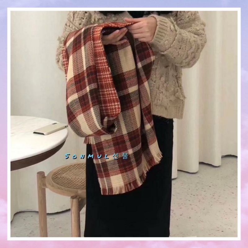 IMPORT PLAID CHECKED WINTER AUTUMN LONG SCARF SHAWL SYAL PANJANG MUSIM DINGIN WANITA PRIA