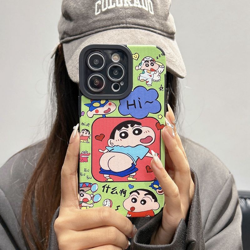 All New So Cute Love Shin-chan Leather Soft Case IPhone 7 Plus 8 Plus X XS XR XS Max 11 13 12 14 PRO Max 14 Plus Phone Case Girl Girl Women's Fashion