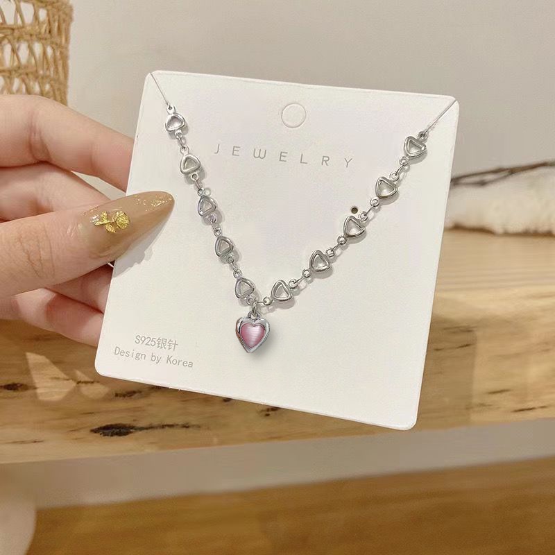 Kalung Hati Berongga~Ins Niche All-Match Liontin Cinta Rantai Klavikula Perempuan Manis Keren Kalung Gaya Gadis Panas