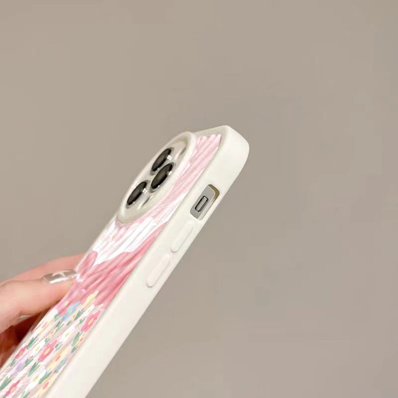 IPHONE Casing Ponsel Riak Air Bunga Langit Pink Kompatibel Untuk Iphone11 13 12 14 Pro Max14 Plus XR X XS MAX 7Plus 8Plus 7 8 SE 2020 2022 Sarung Tahan Guncangan