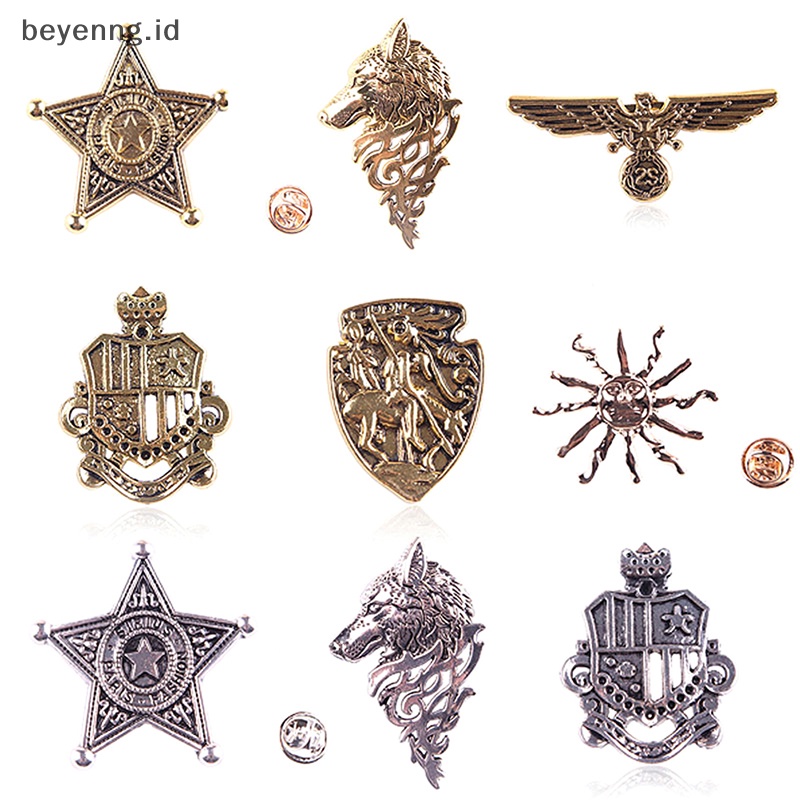 Beyen 1Pc Vintage Serigala Kepala Ksatria Bros Perhiasan Unisex Kerah Pin Gesper Koleksi ID