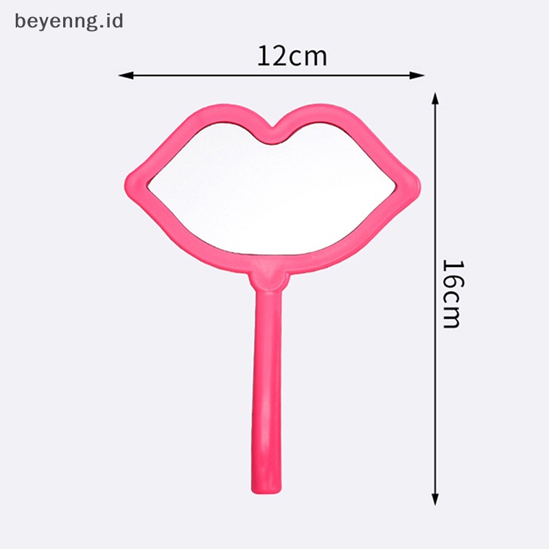 Beyen 1PC Cermin Rias Genggam Bentuk Bibir Makeup Mirror DIY Mini Cermin Kecil ID
