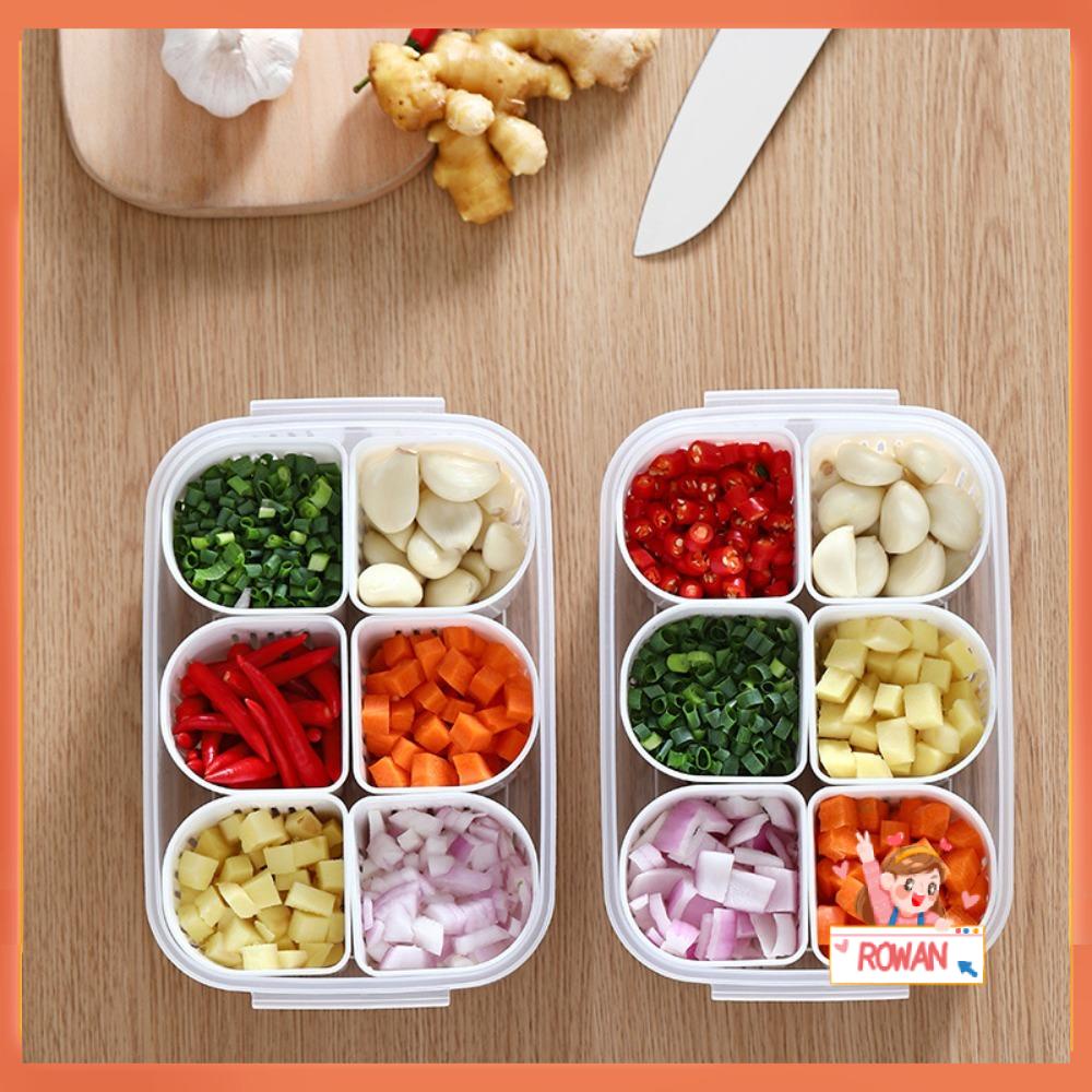 R-FLOWER Garlic Fresh-keeping Box Multi-Fungsi Kulkas Freezer Organizers Drain Storage Box Transparan Sealing Kotak Penyimpanan Makanan Kotak Sayur Dengan Penutup