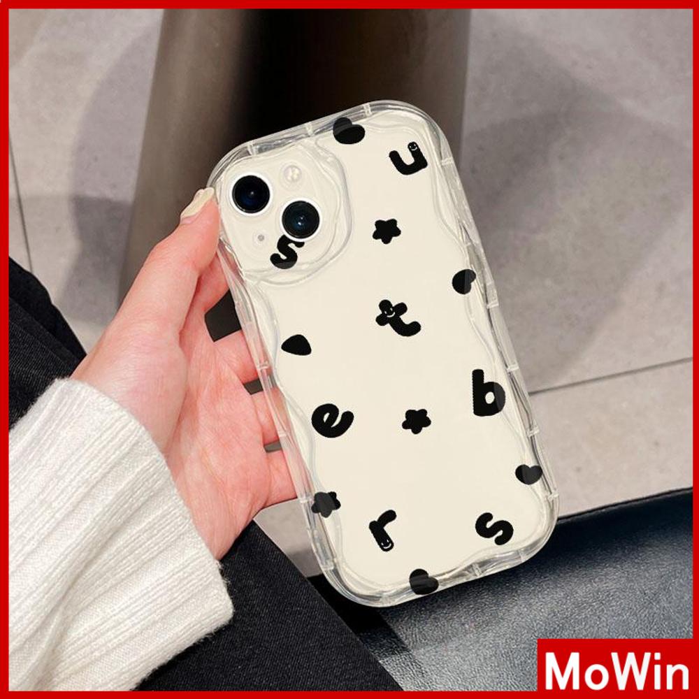 Case iPhone 14 Pro Max iPhone Case 3D Tepi Melengkung Bergelombang Bening Phone Case TPU Airbag Tahan Guncangan Kamera Sederhana Alfabet Bahasa Inggris Kompatibel dengan iPhone 13 Pro max 12 Pro Max 11 xr