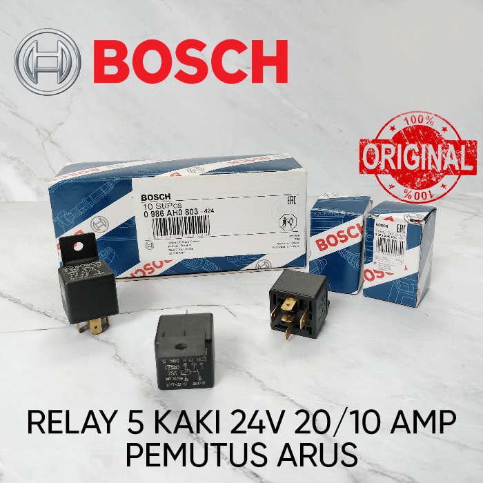 RELAY BOSCH KAKI 5 - 5 PIN 24V 20/10A PEMUTUS ARUS ORIGINAL