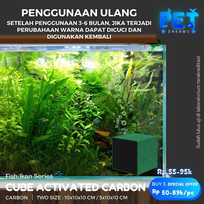 KARBON AKTIF AQUARIUM /CUBE FILTER CARBON ACTIVE AQUARIUM /SMALL &amp; BIG