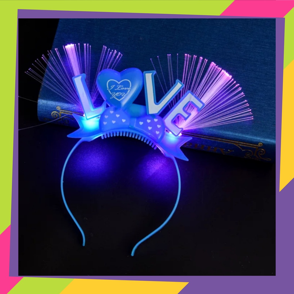 5106 / Bando anak pita love lampu LED nyala / Bandana pita love model korea