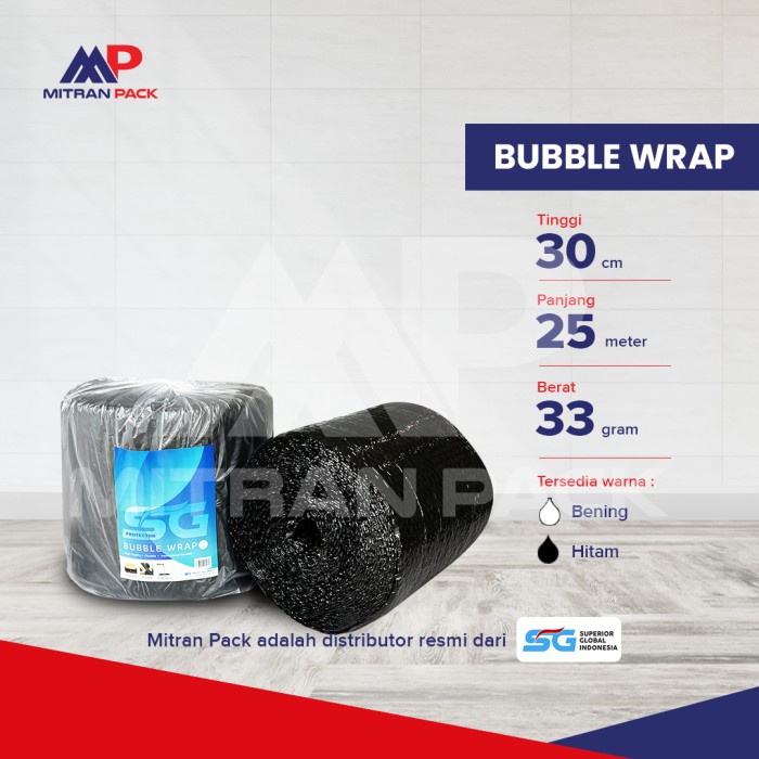 

Bubble Wrap SG Siap Sobek Bening Hitam 120 cm x 50 meter - 30 cm x 25 m, Hitam