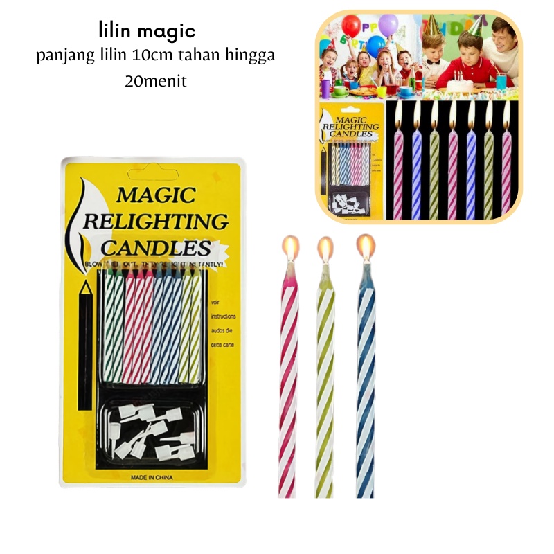 GOS -E401- Lilin Magic Ulang Tahun - Lilin Ulang Tahun - Candle Magic Relighting isi 10pcs