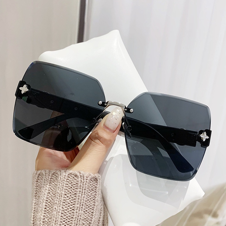 Ins Fashion Kacamata Wanita Mewah Merek Desainer Persegi Tanpa Bingkai Kacamata Matahari Pria Ocean Flm Big Frame Sunglass