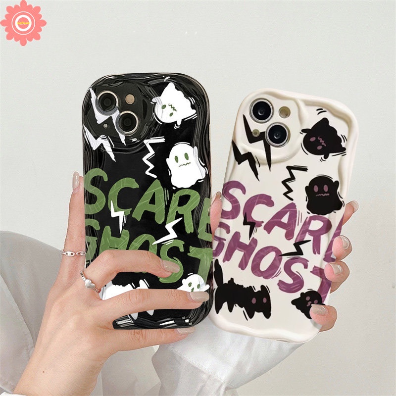 Casing Untuk Realme C53 C25s C25 C30 C35 C15 C11 C25Y C55 C12 C33 C21Y C31 9i 7i 5 5i 6i 5s C21 C17 C20 C3 C1 Pasangan Kartun Lucu Hantu Monster Kecil 3D Bergelombang Lengkung Tepi Soft Case