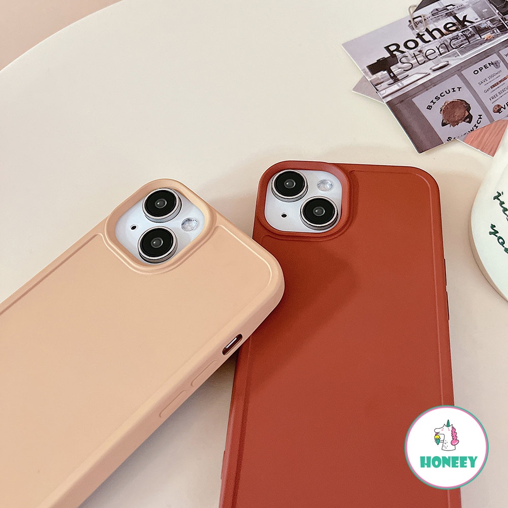 IPHONE Casing Ponsel Caramel Matte Mewah Kompatibel Untuk Iphone14 13 12pro 11 Pro Max XR XS 7 8 14 Plus Slim Shockproof Soft TPU Back Cover